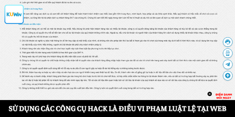 Sử dụng các công cụ hack là điều vi phạm luật lệ tại web