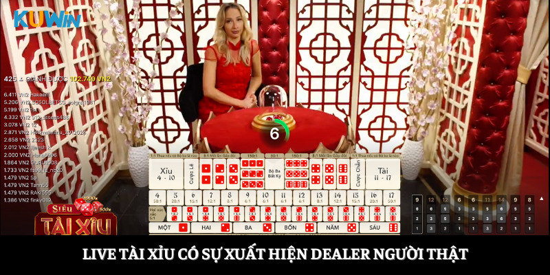 Live Tài Xỉu có sự xuất hiện Dealer người thật